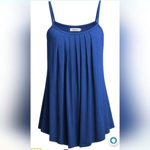 Women Loose Casual Summer Pleated Flowy Sleeveless Camisole Tank Top Size Medium